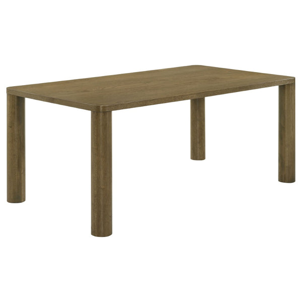 English Elm Bryant Oak Veneer Rectangular Dining Table Seats Six with Column Leg Base B062S01455
