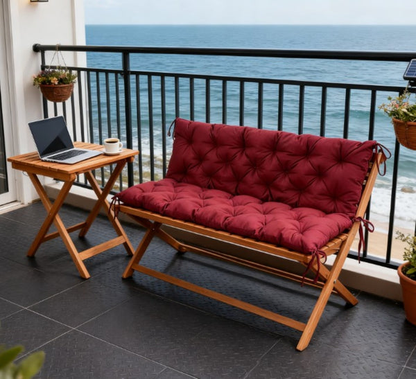 English Elm Patio Bench Cushion Tufted Overstuffed Polyester Fill for Swing Sofa Pergola Seating Red T3971P418309