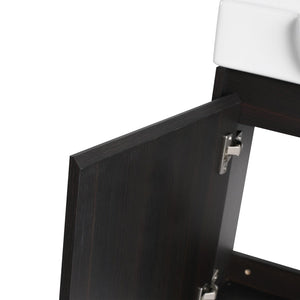 English Elm 24'' Floating Wall Mounted Bathroom Vanity with Ceramic Sink and Soft Close Cabinet Dark Oak W999P426634
