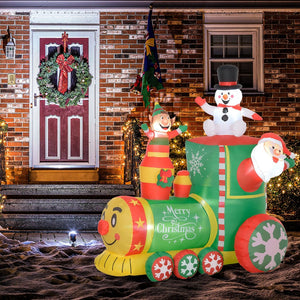 English Elm Outsunny 5.9' Inflatable Christmas Train With Led Lights - Santa, Snowman, Gingerbread Man Decor W2225P249970-GIGA