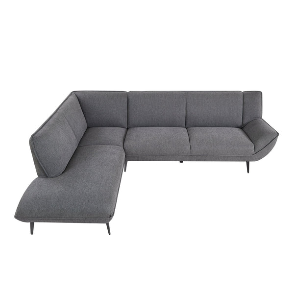 English Elm 106inch Large Combination Sofa F101 Two-Tone Chenille Fabric High-Rebound Seats Solid Wood Frame Metal Legs Black+Grey W1410S00010
