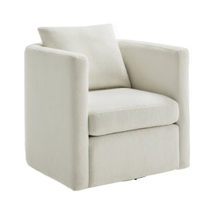 English Elm Sutton Ivory Performance Fabric Swivel Barrel Chair — Ultra-Soft, Stain-Resistant, Pocket Coil Comfort, Reversible Cushion, 360° Swivel B050P322582