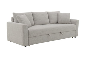 English Elm Connie Beige Boucle Sleeper Sectional Sofa w/ Full Pull-Out Bed, Removable Covers & Plush Foam Comfort B2726P250929
