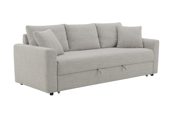 English Elm Connie Beige Boucle Sleeper Sectional Sofa w/ Full Pull-Out Bed, Removable Covers & Plush Foam Comfort B2726P250929