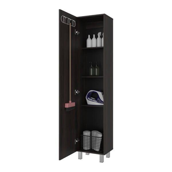 English Elm Natural Finish Slim Tall Cabinet with Fixed Shelves for Laundry and Utility Rooms Walnut B062P476866