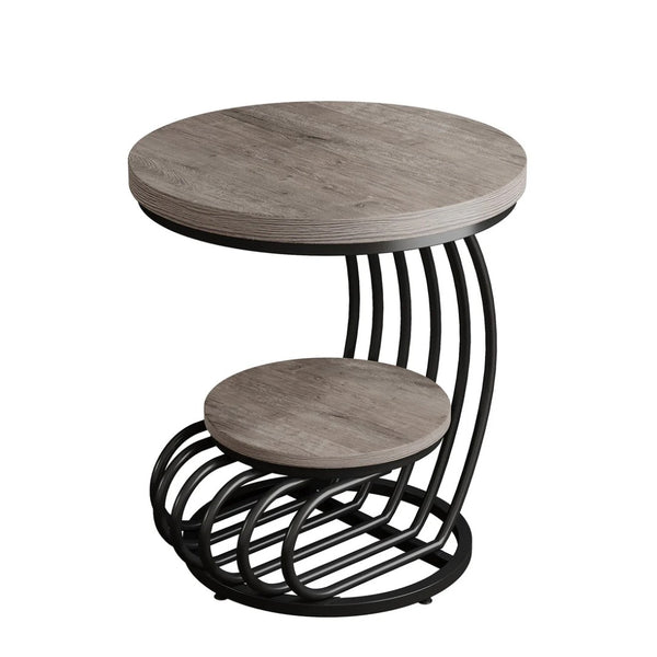 English Elm Drink Table Round Slatted Wood Grain Side for Living Room or Bedroom T3971P461207