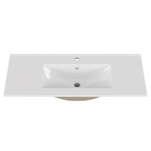 English Elm 36-inch Ceramic Drop-in Bathroom Sink for Vanities with Glazed Minimalist Profile W3151P360953