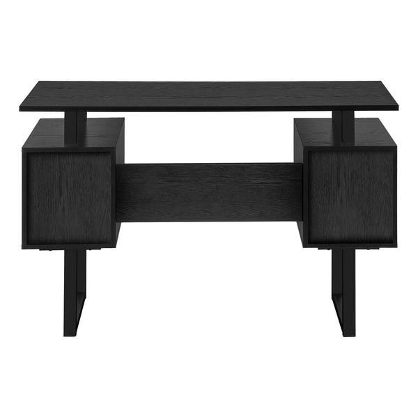 English Elm Computer Desk - Modern Black Laminate Home Office Workstation With Storage Cabinets & Metal Legs B2710P221291