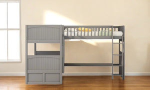 Homeroots Gray Twin Size Bunk Bed With Attached Loft Bed And Drawers  Manufactured Wood And Solid Wood 404000