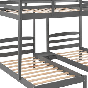 Homeroots Gray Full Over Double Twin Triple Bunk Bed  Manufactured Wood And Solid Wood 404002