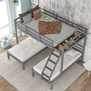 Homeroots Gray Full Over Double Twin Triple Bunk Bed  Manufactured Wood And Solid Wood 404002