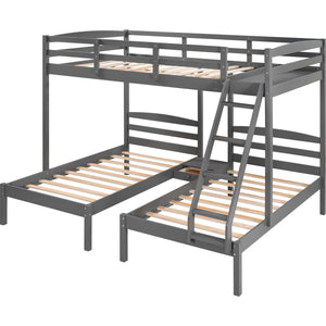 Homeroots Gray Full Over Double Twin Triple Bunk Bed  Manufactured Wood And Solid Wood 404002
