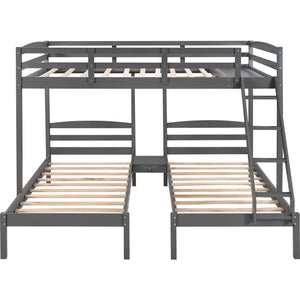 Homeroots Gray Full Over Double Twin Triple Bunk Bed  Manufactured Wood And Solid Wood 404002