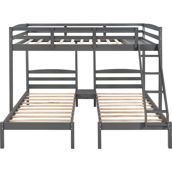 Homeroots Gray Full Over Double Twin Triple Bunk Bed  Manufactured Wood And Solid Wood 404002