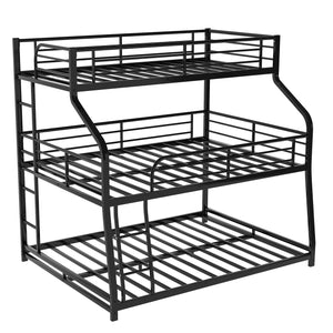 Homeroots Black Twin Xl Over Full Xl Over Queen Size Bunk Bed  Steel 404004