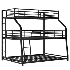 Homeroots Black Twin Xl Over Full Xl Over Queen Size Bunk Bed  Steel 404004