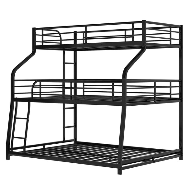 Homeroots Black Twin Xl Over Full Xl Over Queen Size Bunk Bed  Steel 404004
