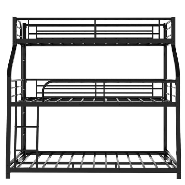Homeroots Black Twin Xl Over Full Xl Over Queen Size Bunk Bed  Steel 404004