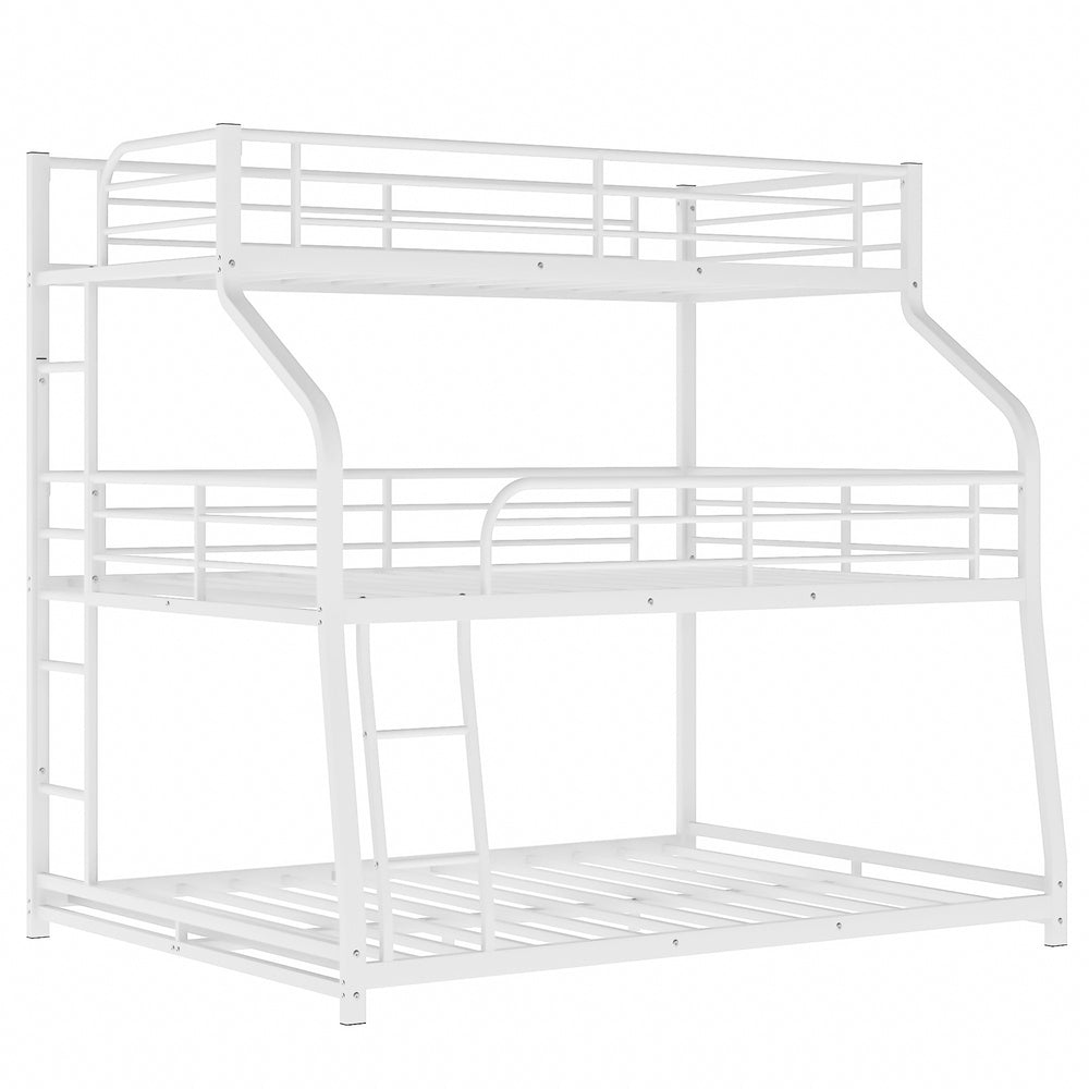 Homeroots White Twin Xl Over Full Xl Over Queen Size Bunk Bed  Steel 404005