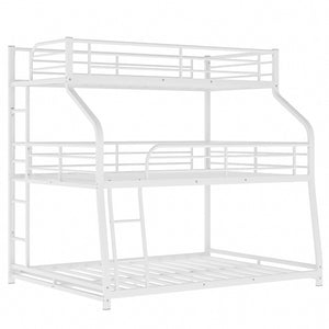 Homeroots White Twin Xl Over Full Xl Over Queen Size Bunk Bed  Steel 404005