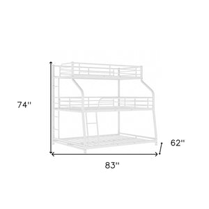 Homeroots White Twin Xl Over Full Xl Over Queen Size Bunk Bed  Steel 404005