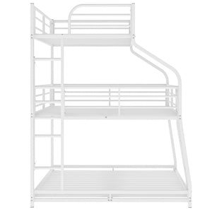 Homeroots White Twin Xl Over Full Xl Over Queen Size Bunk Bed  Steel 404005