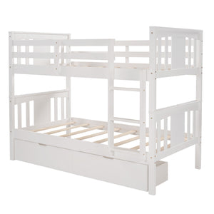 Homeroots White Double Twin Size Ladder Bunk Bed With Drawers  Manufactured Wood And Solid Wood 404008
