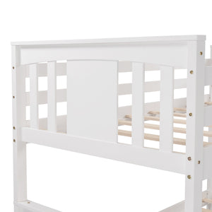 Homeroots White Double Twin Size Ladder Bunk Bed With Drawers  Manufactured Wood And Solid Wood 404008