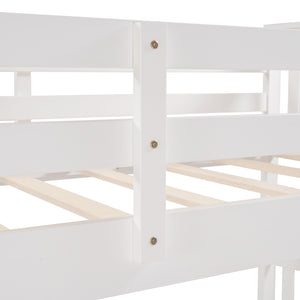 Homeroots White Double Twin Size Ladder Bunk Bed With Drawers  Manufactured Wood And Solid Wood 404008