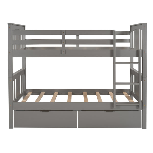 Homeroots Gray  Double Twin Size Ladder Bunk Bed With Drawers  Manufactured Wood And Solid Wood 404009