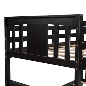 Homeroots Brown Double Twin Size Ladder Bunk Bed With Drawers  Manufactured Wood And Solid Wood 404010