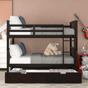 Homeroots Brown Double Full Size Over Twin Trundle Bunk Bed  Manufactured Wood And Solid Wood 404016