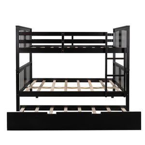 Homeroots Brown Double Full Size Over Twin Trundle Bunk Bed  Manufactured Wood And Solid Wood 404016