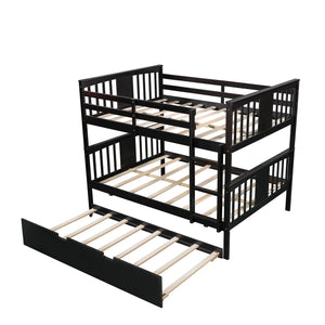 Homeroots Brown Double Full Size Over Twin Trundle Bunk Bed  Manufactured Wood And Solid Wood 404016