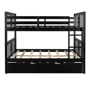 Homeroots Brown Double Full Size Over Twin Trundle Bunk Bed  Manufactured Wood And Solid Wood 404016