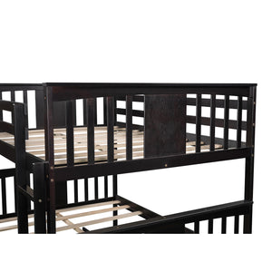 Homeroots Brown Double Full Size Over Twin Trundle Bunk Bed  Manufactured Wood And Solid Wood 404016