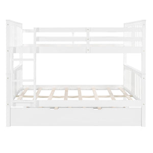 Homeroots White Double Full Size Over Twin Trundle Bunk Bed  Manufactured Wood And Solid Wood 404018