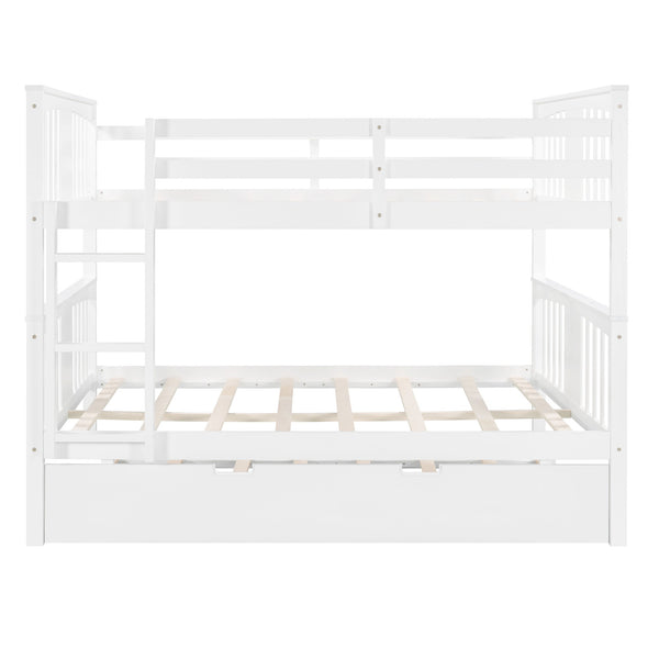 Homeroots White Double Full Size Over Twin Trundle Bunk Bed  Manufactured Wood And Solid Wood 404018