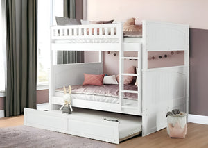 Homeroots White Double Full Size Over Twin Trundle Bunk Bed  Manufactured Wood And Solid Wood 404018