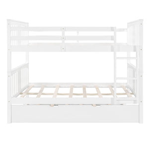 Homeroots White Double Full Size Over Twin Trundle Bunk Bed  Manufactured Wood And Solid Wood 404018
