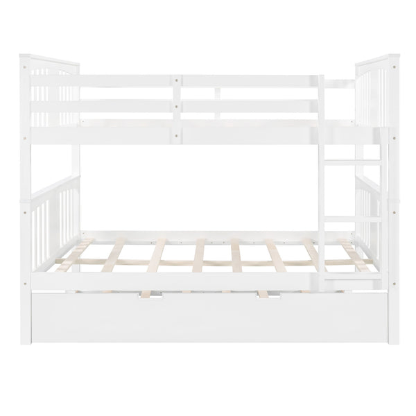 Homeroots White Double Full Size Over Twin Trundle Bunk Bed  Manufactured Wood And Solid Wood 404018