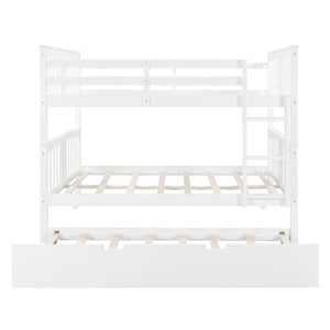 Homeroots White Double Full Size Over Twin Trundle Bunk Bed  Manufactured Wood And Solid Wood 404018
