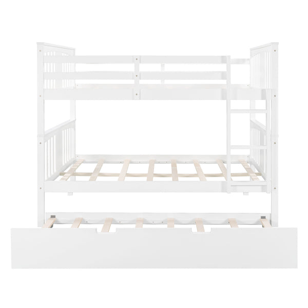 Homeroots White Double Full Size Over Twin Trundle Bunk Bed  Manufactured Wood And Solid Wood 404018