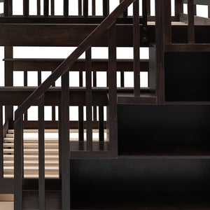 Homeroots Brown Double Full Size Stairway Bunk Bed With Drawer  Manufactured Wood And Solid Wood 404021