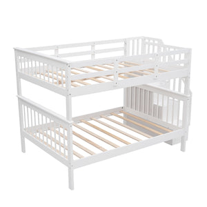 Homeroots White Double Full Size Stairway Bunk Bed  Manufactured Wood And Solid Wood 404024