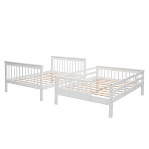 Homeroots White Double Full Size Stairway Bunk Bed  Manufactured Wood And Solid Wood 404024