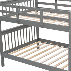 Homeroots Gray Double Full Size Stairway Bunk Bed  Manufactured Wood And Solid Wood 404025
