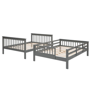 Homeroots Gray Double Full Size Stairway Bunk Bed  Manufactured Wood And Solid Wood 404025