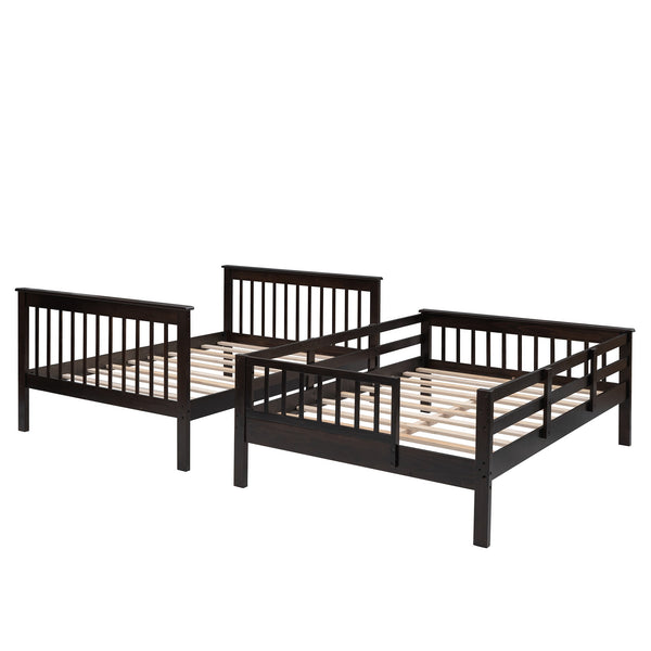Homeroots Brown Double Full Size Stairway Bunk Bed  Manufactured Wood And Solid Wood 404026