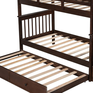Homeroots Brown Double Twin Size Stairway Bunk Bed  Manufactured Wood And Solid Wood 404031
